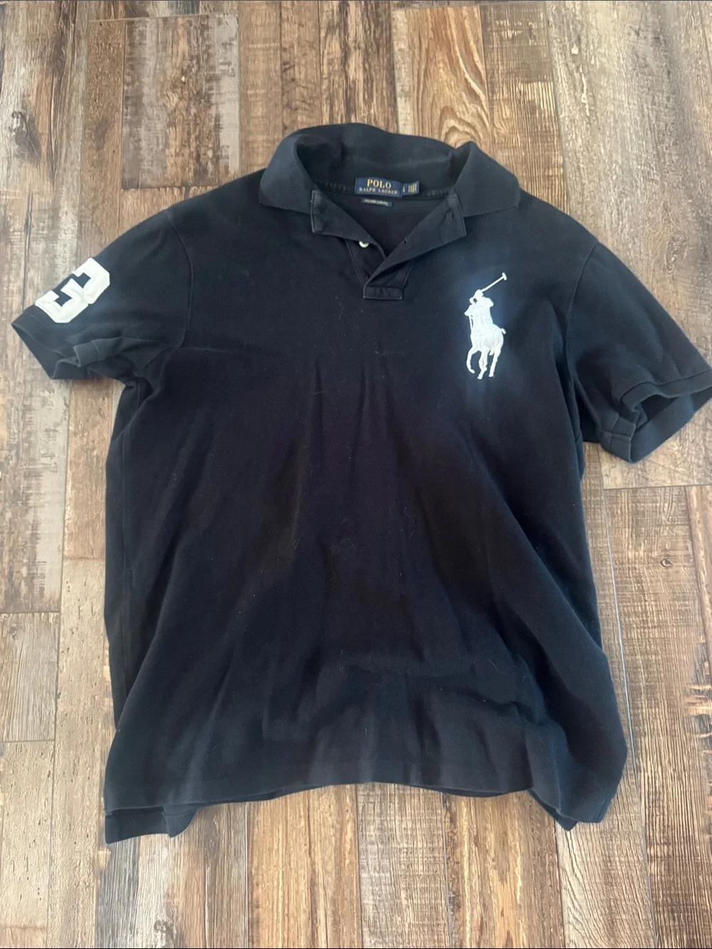 Ralph Lauren Black Polo Shirt with White Pony Logo